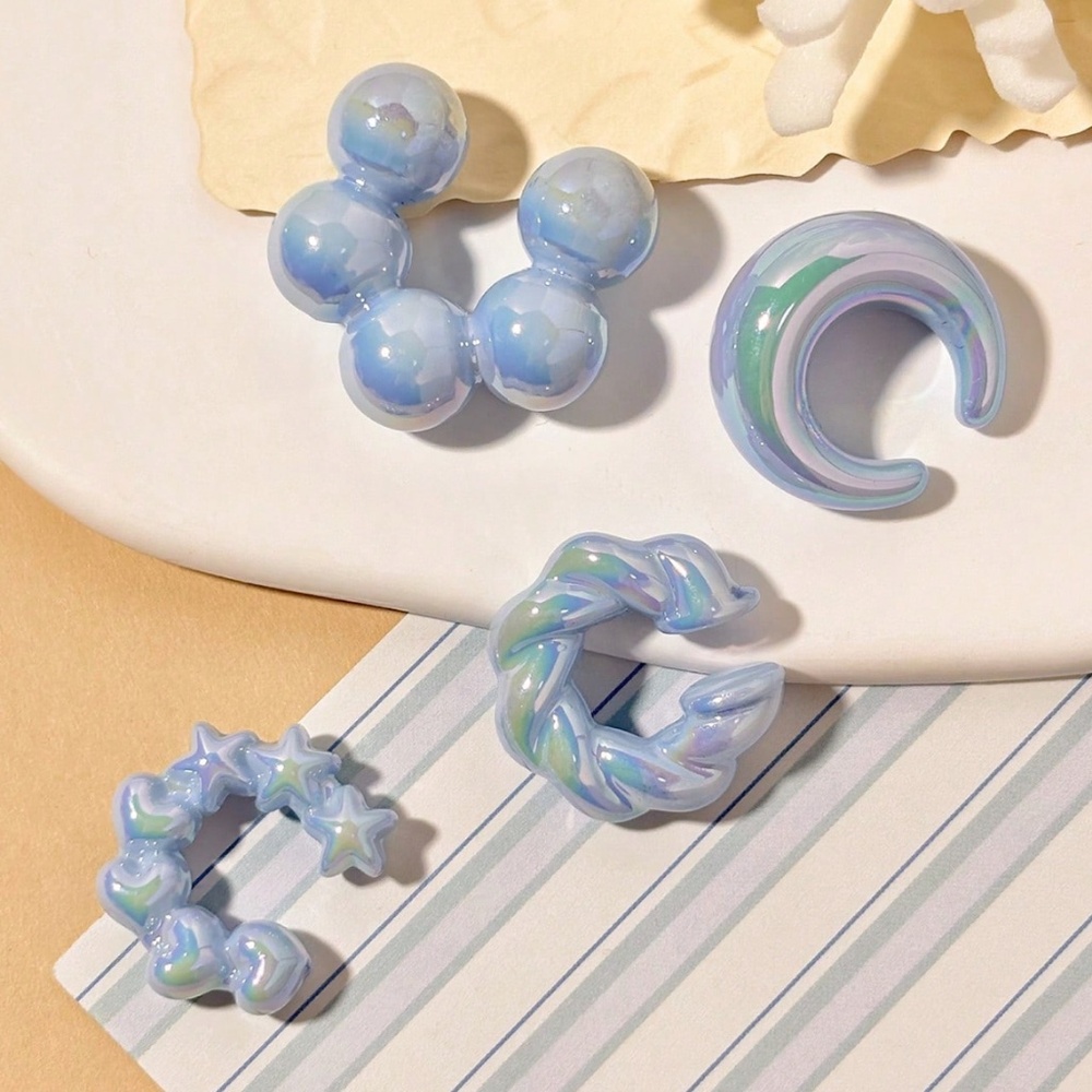 Blue Resin Earcuff Set - Four Pieces - Picture 3 of 4